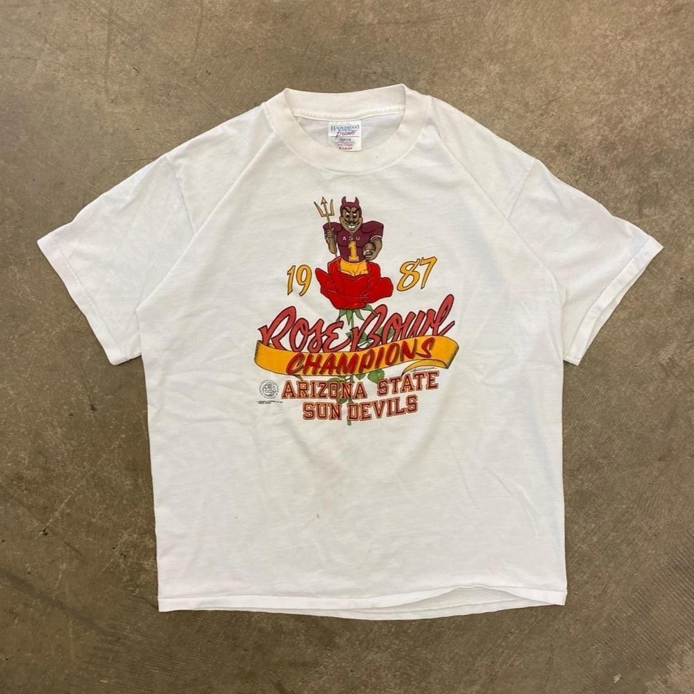 Vintage Arizona State Sun Devils 1987 Rose Bowl Champions Mascot T-Shirt Size XL